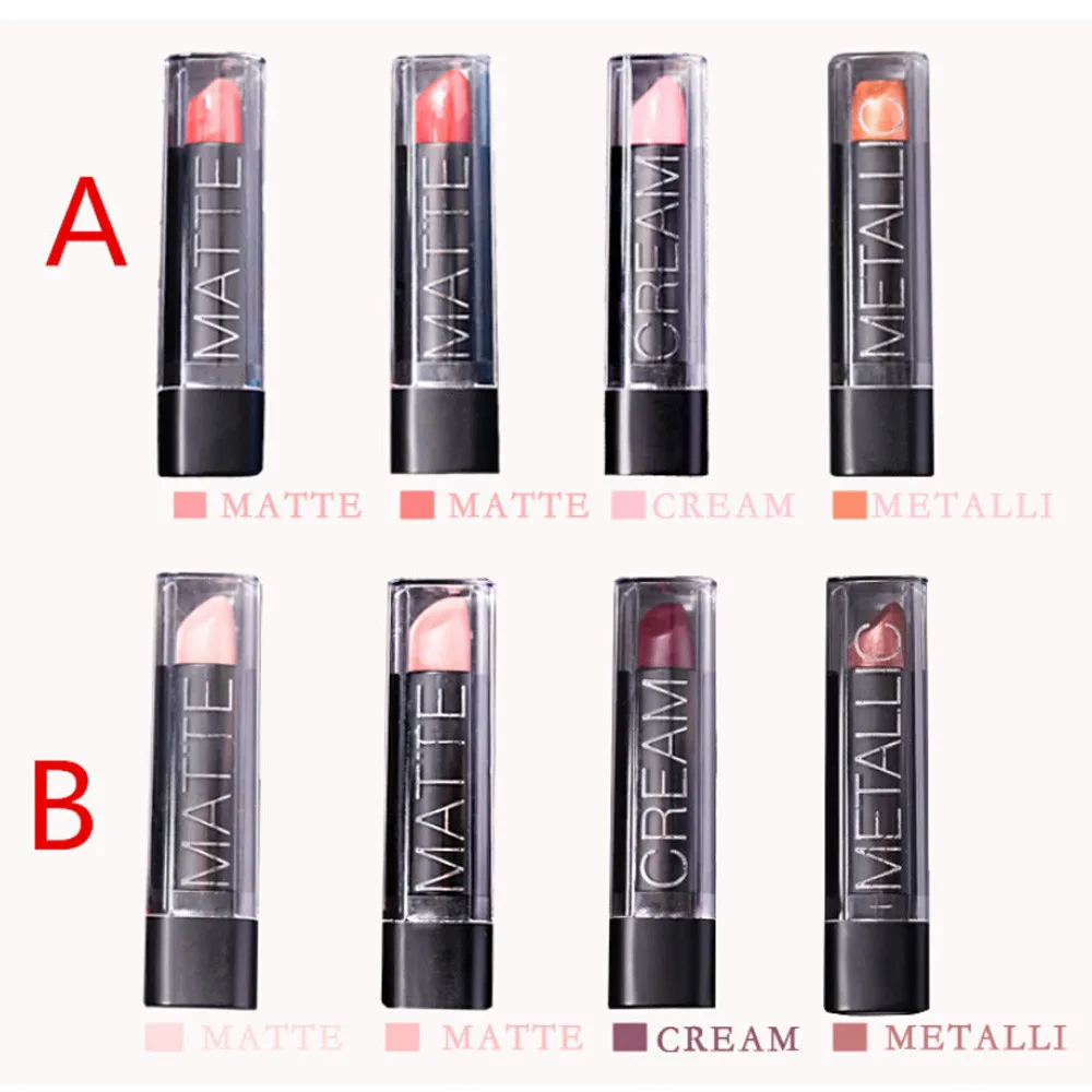 4Pcs Matt Lipstick Waterproof Long Lasting Lip Gloss Cosmetic Beauty Makeup Matte Lipstick Set maquiagem profissional completa