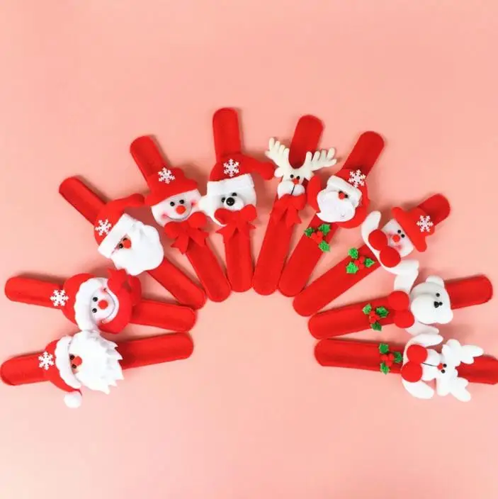 

Xmas Party Favors Santa Claus Slap Bracelet Christmas Reindeer Wrist Band Bangle festive event kids adults Gift red