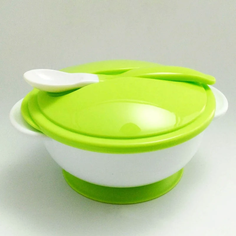 Детская посуда на присоске, миска на присоске для кормления детей, обучающая тарелка для малышей, ложка, подарок, противоскользящая посуда, обучающая