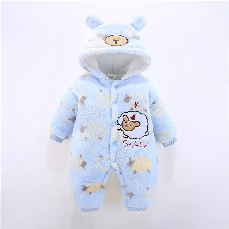 Newborn Infant Romper Autumn Winter Baby Jumpsuit Thick Warm Hooded Toddler Baby Girl Boy Clothes For 3m-12m Baby Costumes