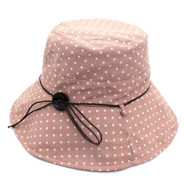 Lanxxy, новая мода, в горошек, рыбацкая шляпа, для женщин, летняя, пуговицы, Панама, женские шляпы - Цвет: pink
