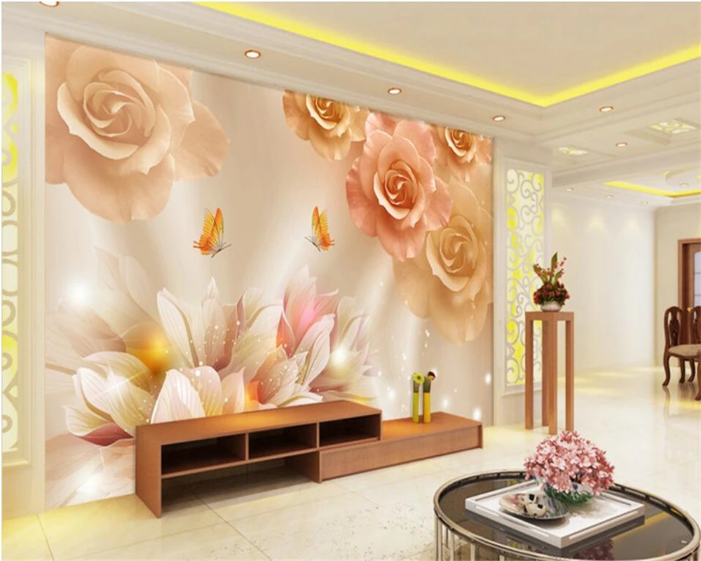 Beibehang Custom photo wallpaper fashion high color butterfly love flower wallpaper living room bedroom  background wallpaper beibehang custom photo wallpaper mural pearl diamond inlaid flower butterfly love flower tv background wall papers home decor