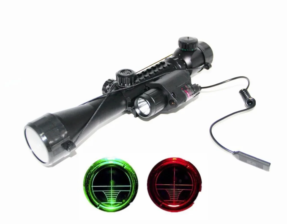 

1set Hunting Compact Combo 3-9x40EG Rifle Scope w/ Tactical 20mm Weaver Rail M6 Red Laser Sight LED Flashlight for Airsoft Black