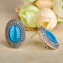 Blucome модные французские крючки большие сережки античное серебро Цвет искусственный опал Bijoux женские вечерние аксессуары подарки Ретро ювелирные изделия