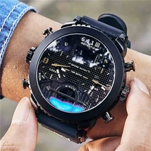 6 11 New Big Mens Watch Sport Quartz Men Wristwatches Quartz Black Led Digital Sport Watch