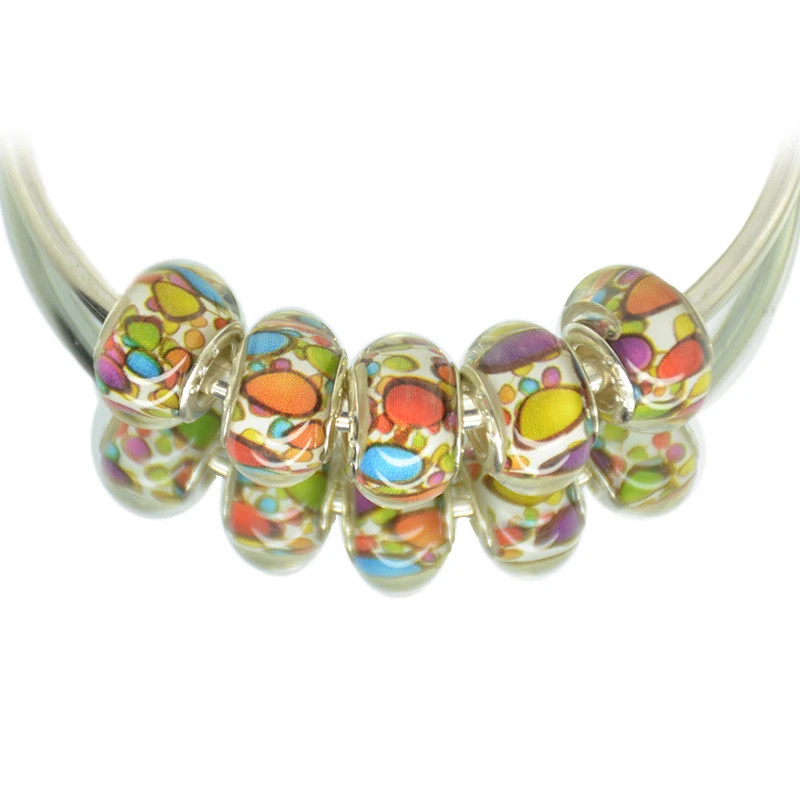

14MM silver 925 jewelry Silver Plated Cord Big Hole Beads Charms Fit Europe Bracelets necklaces /betajwaa bsfakjma /bricolage