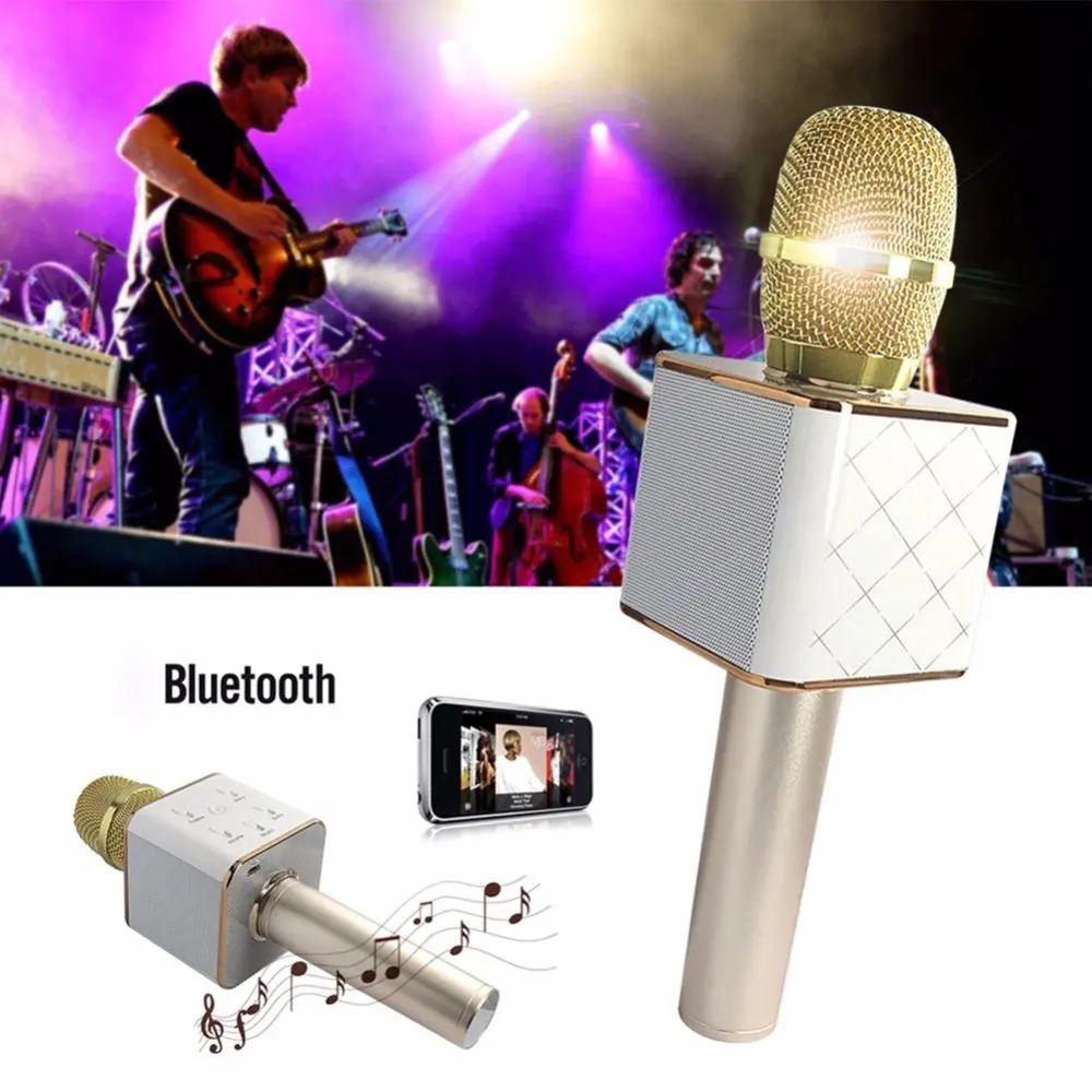 Портативный беспроводной караоке KTV микрофон Микрофон Ручной конденсаторный с Bluetooth динамик пение Стере