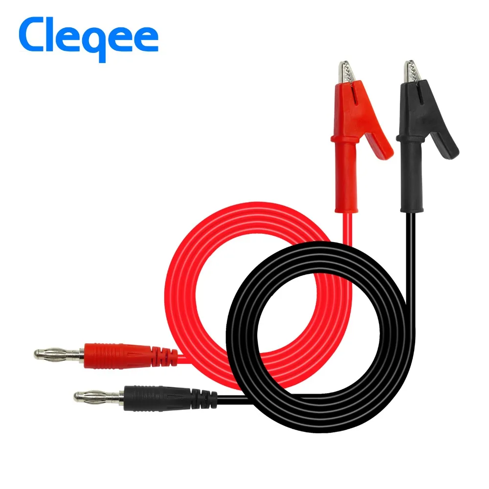 

Cleqee P1040 1Set 1M 4mm Banana Plug to Crocodile Alligator Clip Test Probe Lead Wire Cable Test Leads Kits