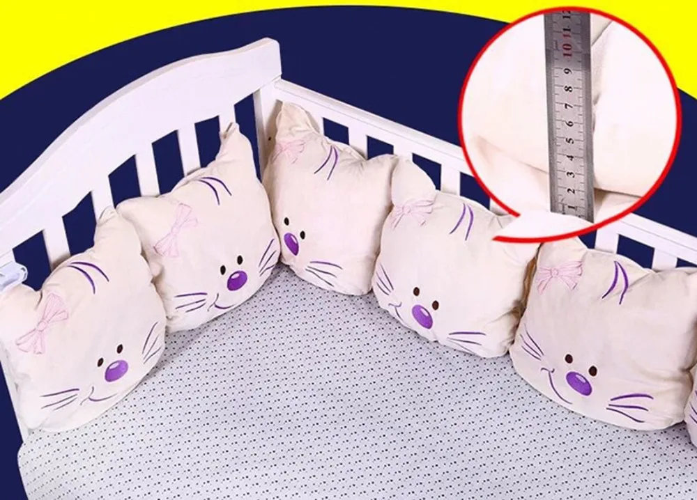 Милый Кот детская кровать бампер Мягкие плюшевые младенческой детские кровати вокруг защиты бампер спинки подушки кроватки бампер для