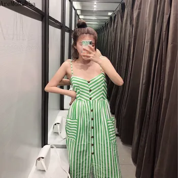

AreMoMuWha 2019 Summer New Slim Slimming V-neck Thin Strap Striped Dress Runway Dress Dresses Woman Party Night Short Dress923