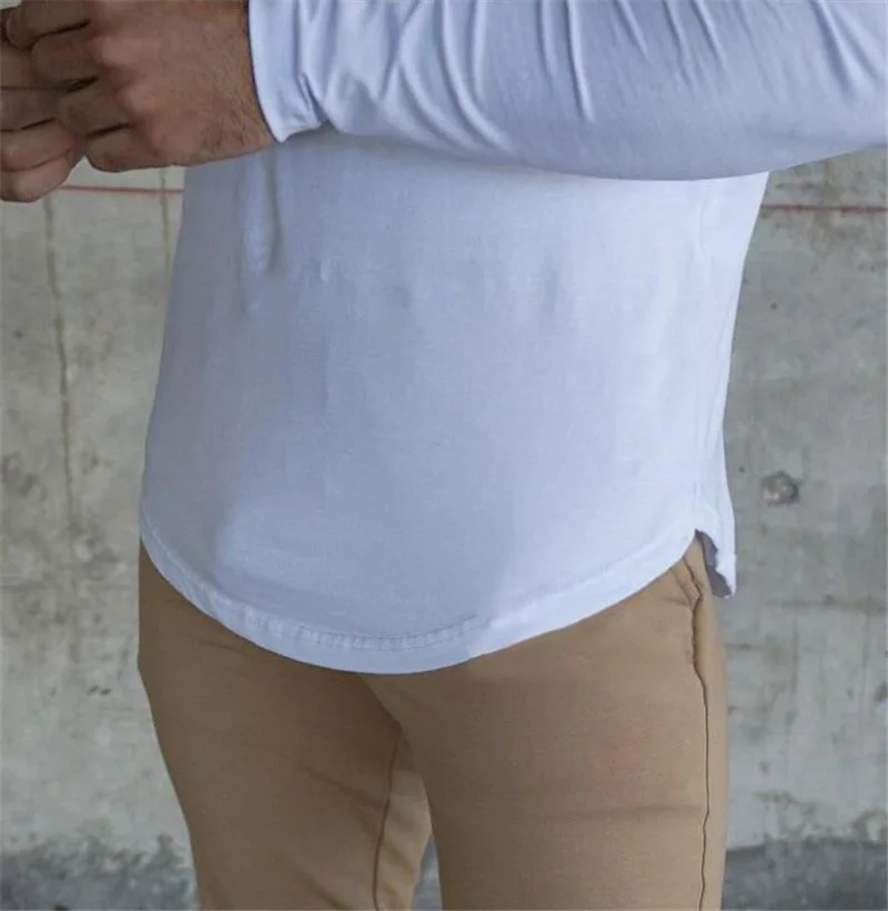 Бренд Muscleguys, модная мужская одежда из эластичного хлопка с длинным рукавом, облегающая футболка, Мужская футболка для тренажерного зала, повседневная облегающая футболка