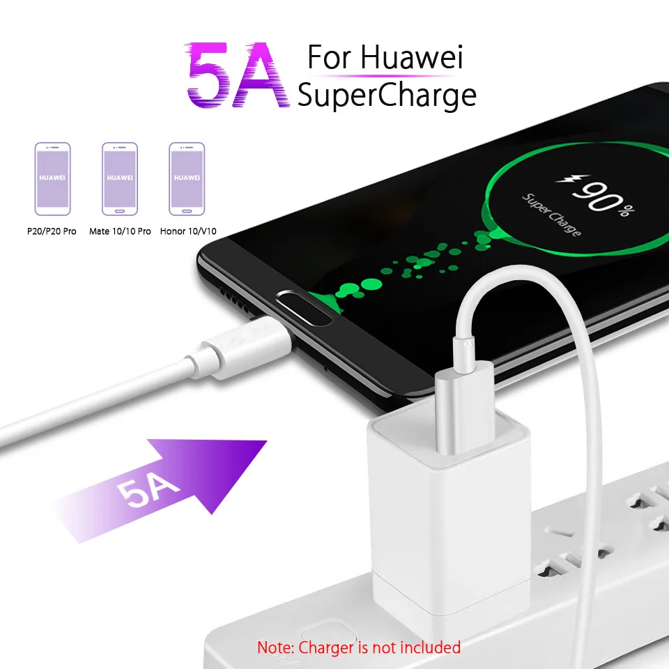 Оригинальный кабель 5A для Huawei SuperCharge USB Type C быстрая зарядка Cabel P20/Mate 10/Pro P10 Plus Honor V10