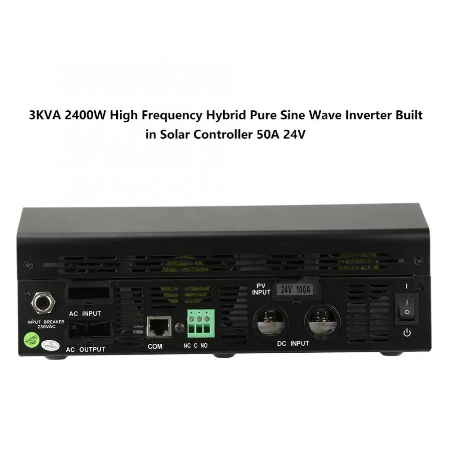 3KVA 2400W Гибридный инвертор для солнечной батареи Чистая синусоида 50A 24V Контроллер заряда