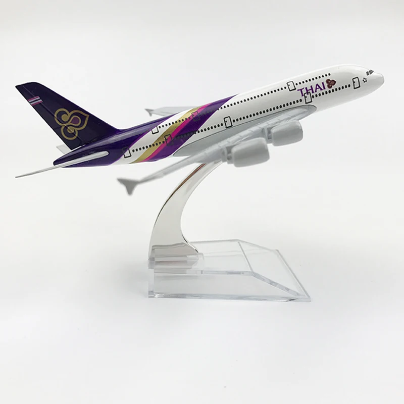  THAI AIRLINES AEROPLANE MODEL AIRBUS A380 AIRPLANE 16CM METAL ALLOY DIECAST 1:400 AIRPLANE MODEL TOYS FOR CHILDREN