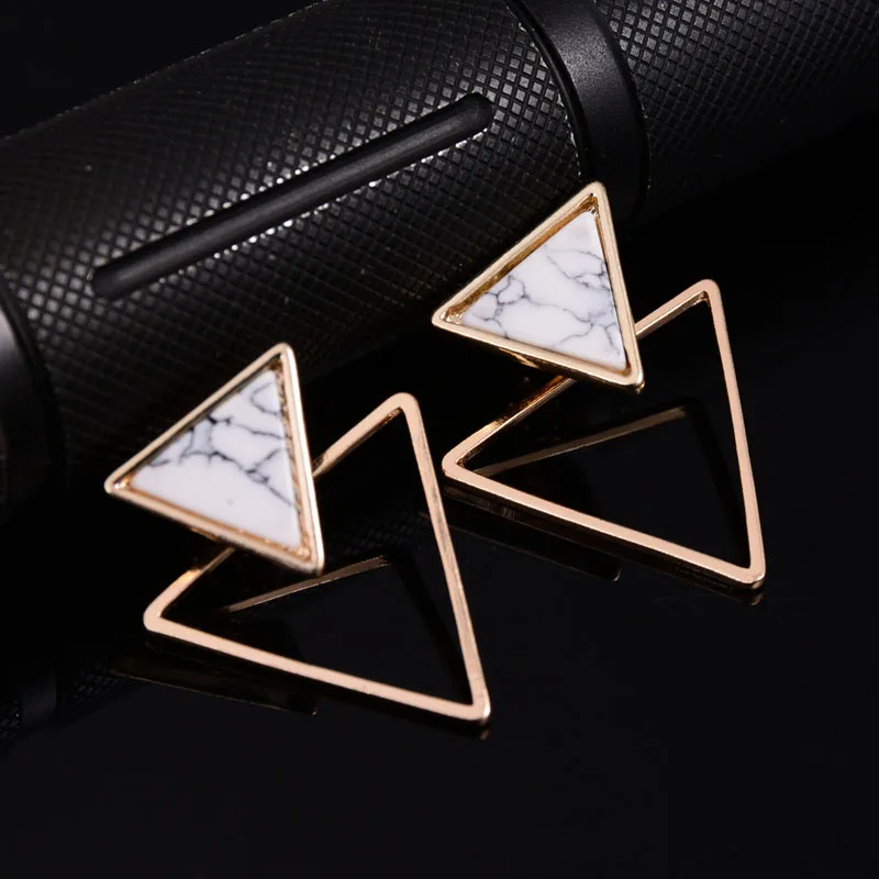 

SUMENG Brand Punk Design Fashion Square Triangle Round Geometric Faux Stone Stud Earring Women Party Jewelry pendientes brincos