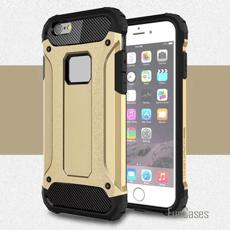 i5 i6 6 plus hard tough plastic + tpu dual layer armor case for iphone 6s 6 5s se 5 6 plus anti knock tough rubber covers cases