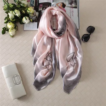 

2018 luxury brand new summer women's scarf hot lady silk scarves print soft shawls pashmina foulard femme long size bandana