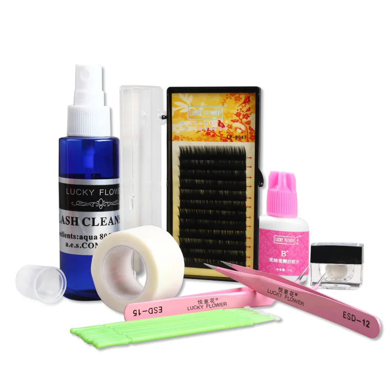 

10 PCS False Eyelash Extension Kit Makeup Set With Cleaning Fluid Tweezers Eyelash Brush Professional Eyebrow Make Up Set