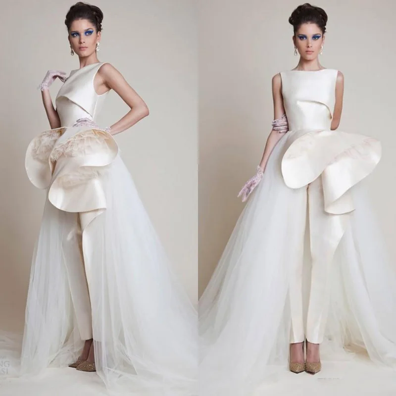 

Fashion Arabic Long Prom Gowns 2017 Gothic Draped Peplum Satin Tulle Unique Prom Party Gowns Beige Floor Length Chic Party Wear