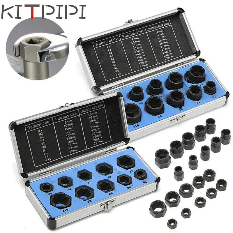 

10 Piece Set Low Cased Damaged Bolt Nut Screw Remover Extractor Removal Set