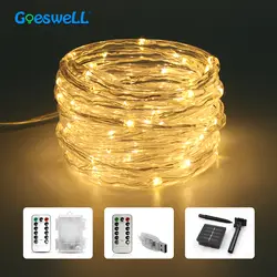 5 м Водонепроницаемый Гирлянды светодиодные RGB USB Солнечное Rope Light tube Батарея питание белый теплый белого и синего цвета Крытый для отдыха и