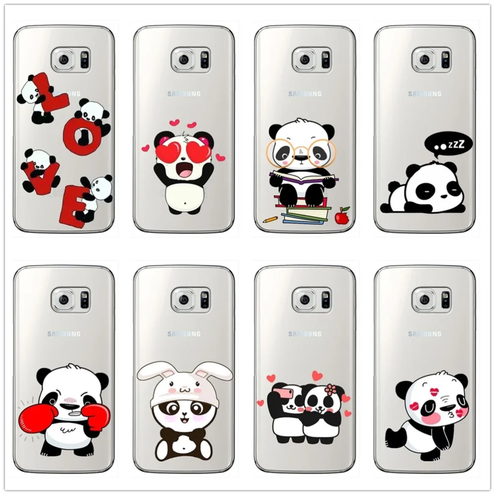 

Cute Cartoon Animal Panda Clear soft Silicone Phone Case for Samsung Galaxy S6 S7 Edge S8 S9 Plus For note 8 9