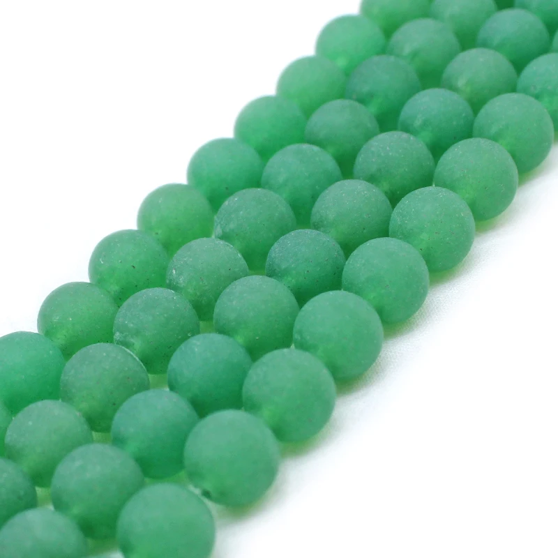 Матовый зеленый бисер из натурального камня aventurine 4 ~ 12 мм круглые шарики