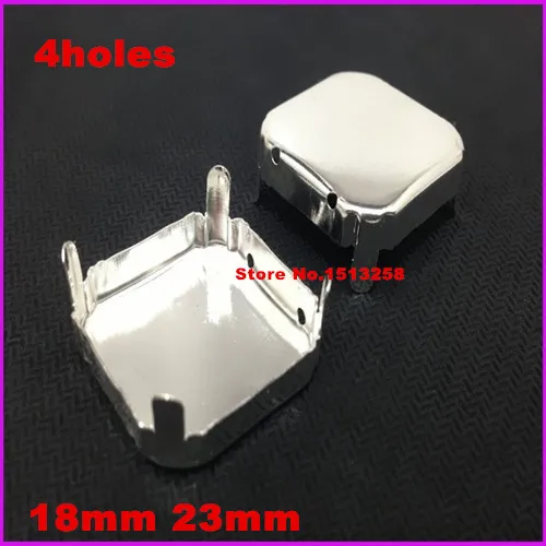 

100Pcs/Lot 18mm,23mm Square Octagon Metal Claw Setting White K Or Silver Color 4holes For Sewing On Crystal Fancy Stone