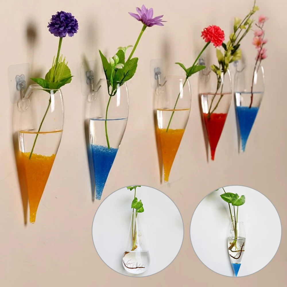 New suspended hydroponic vases Glass Wall Hanging Vase Bottle for Plant