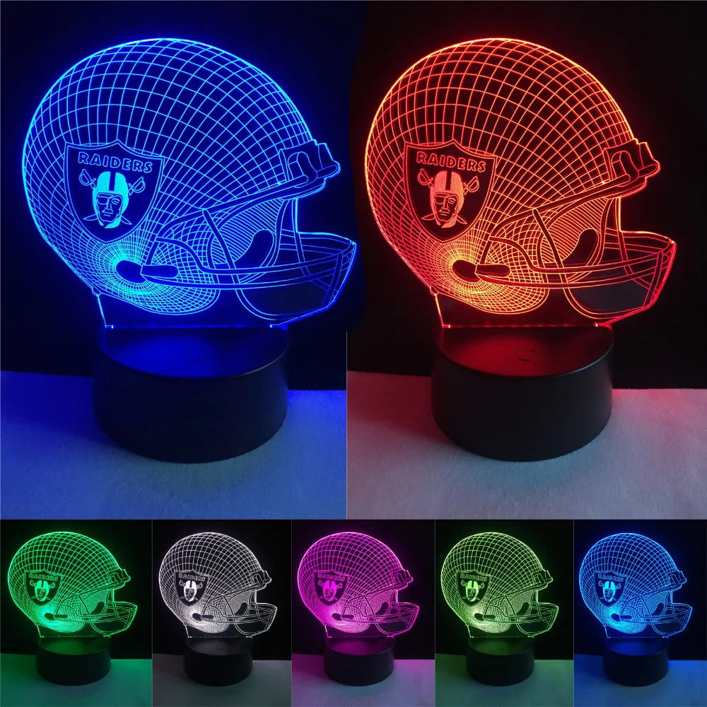 

Luminaria 3D Football Sports Team Logo Cap Helmet 7 Colorful Gradient Night Light Child Baby Frand Fans New Year Party Xmas Gift
