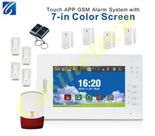 2014 Brand New 7 inch touch screen intelligent 868MHZ GSM850/900/1800/1900Mhz alarm system with remote control,PIR sensor