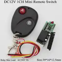 DC12V 1CH Mini Remote Control Switch Small Volume Receiver with Pin+Big Button Transmitter Door Access Remote Control System