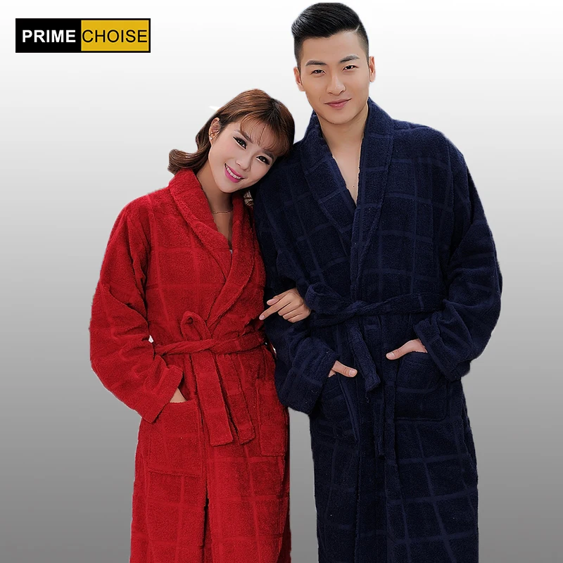 Top Brand 100 terry cotton dark color bathrobes thickening robe