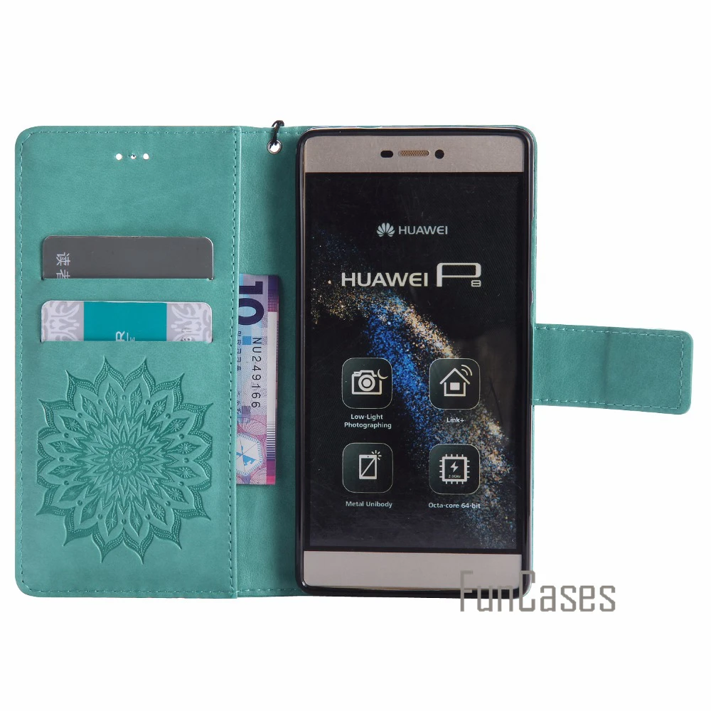 Рельефный чехол с цветочным узором для huawei P8 5 2 дюймов + держатели карт Huawey pgones