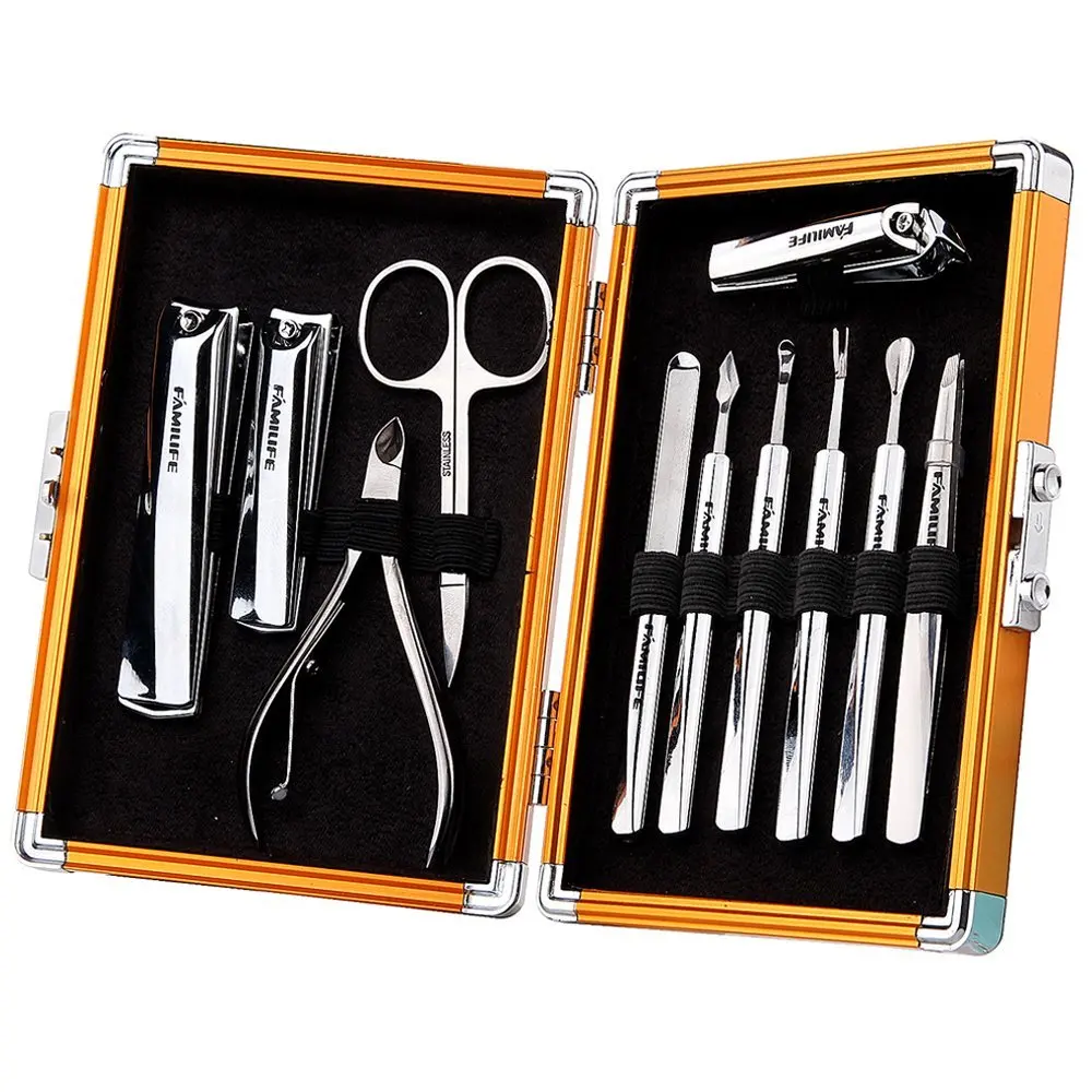 

Makartt 100% Heavy Duty Stainless Steel 11 In 1 Manicure Set with Luxury Gold Aluminum Gift Case L0475