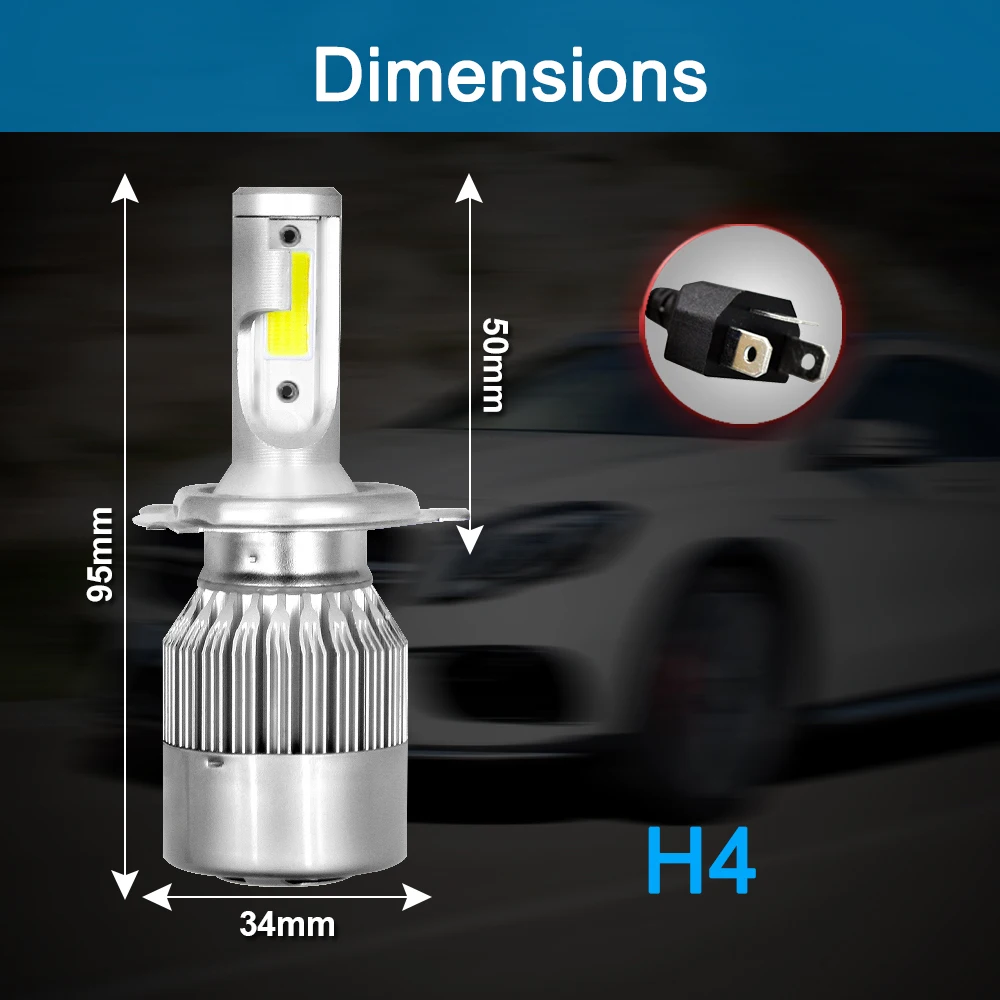2x H7 LED H11 H4 Hi/Lo H1 H3 H8 HB1 HB3 HB4 HB5 H10 HIR2 H13 H16 H27 Автомобильные фары лампы 6000K COB C6