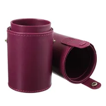 New Empty Portable Makeup Brush Round Pen Holder Cosmetic Tool PU Leather Cup Container Solid Colors 4 Optional Case
