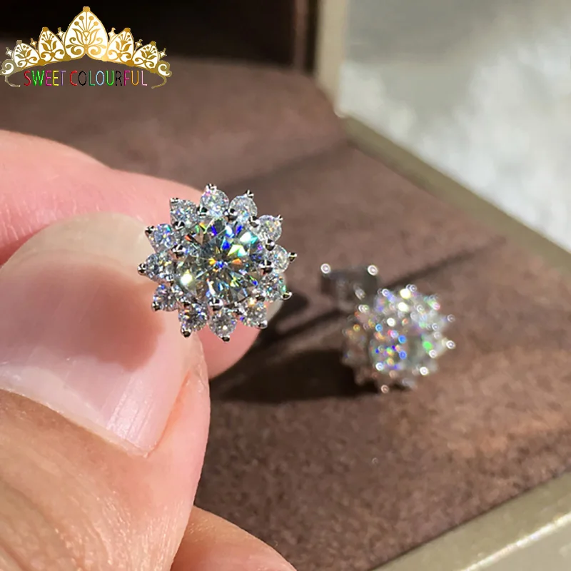 

18K Gold 2PCS 1CT 6.5MM D Color Moissanite Earrings For Women M-0.12