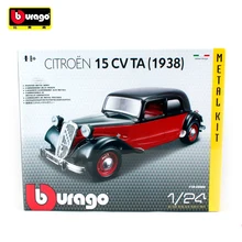 Bburago 1:24 1938 CITROEN 15 CV TA черный и красный цвета сборка DIY гоночный литой под давлением модель комплект автомобиль детская игрушка Новинка в коробке