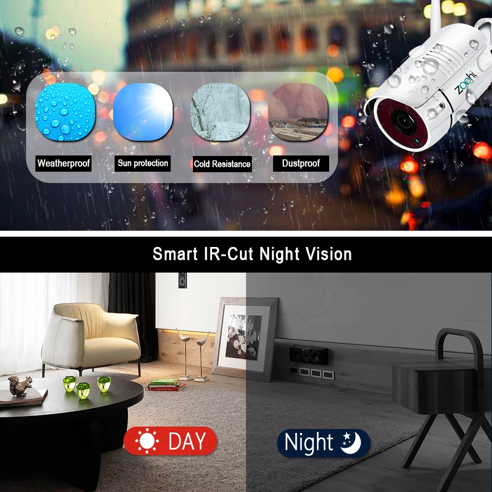 Zoohi наружная Wifi камера безопасности системы наборы 1080P 8CH водонепроницаемый IP66 ночного видения Видео беспроводные наборы для камеры наблюдения