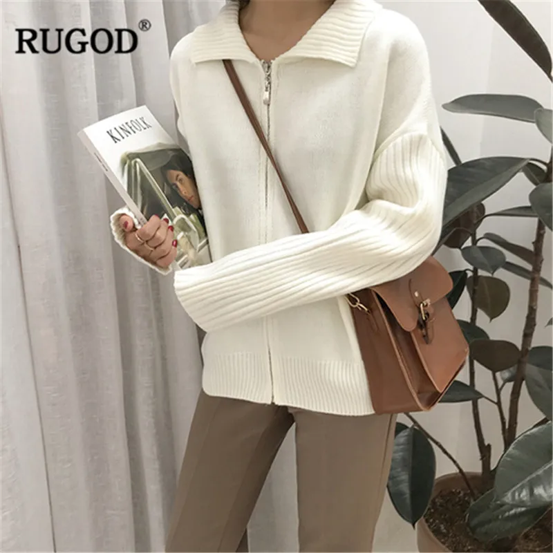 

RUGOD 2019 New Solid Women Cardigans Knitted Slim Elegant Women Tops Casual Women Sweaters jersey mujer invierno 2018