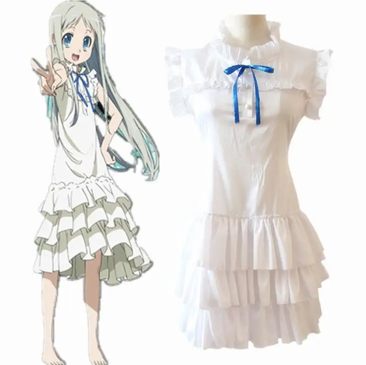 Аниме Anohana The Flower We Seen тот день Косплей Костюм Honma Meiko Menma белое платье летнее с