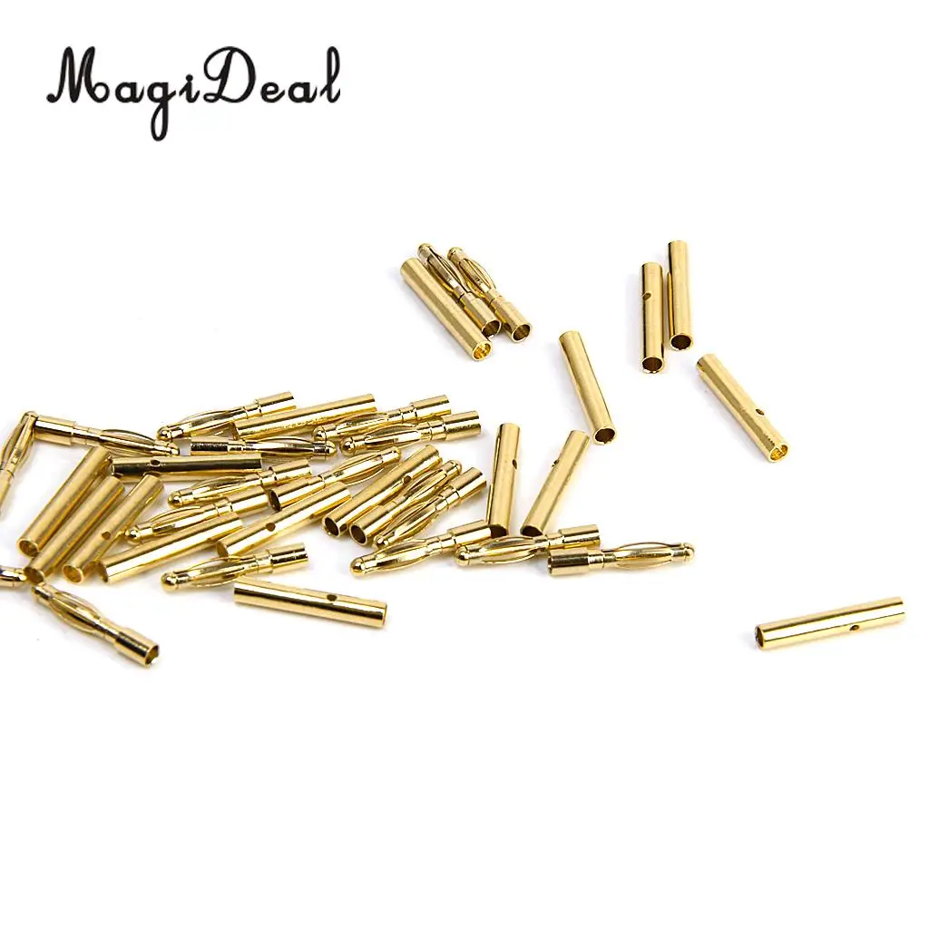 Set of 40Pcs Low Resistance 2mm Gold-Plated Banana Plug Motor Electronic Connector Male Female RC Parts