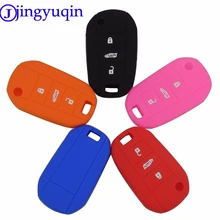 Jingyuqin-funda de silicona con 3 botones para coche, carcasa con tapa para llave, 10p, para Peugeot 208, 508, 2008, Citroen C4L, CACTUS C5, C3, C6, C8, Picasso, Xsara