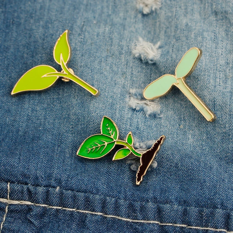 Zhijia Bean Sprouts Seedling Enamel Pins And Brooches Natural Green Tree Plant Badge For Girls | Украшения и аксессуары