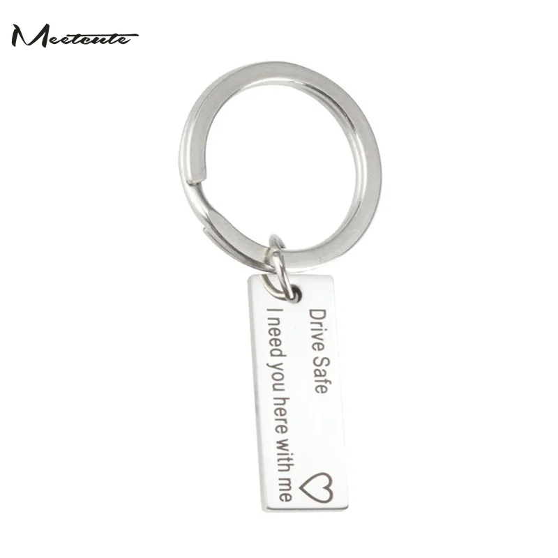 

Meetcute Stainless Steel Drive Safe I need you here with me Heart Lettering Charm Custom Key Chain Key Ring for Lovers Couple