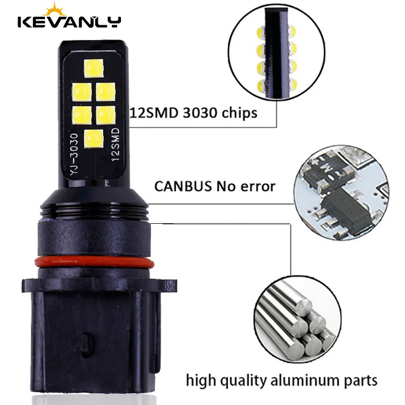 Car P13W PSX26W 12Led Daytime Running Lights 3030 12SMD 6000k white red 2pcs Car Super Bright DRL Fog Lamp brake light Bulbs 12v led bulb led fog light led light