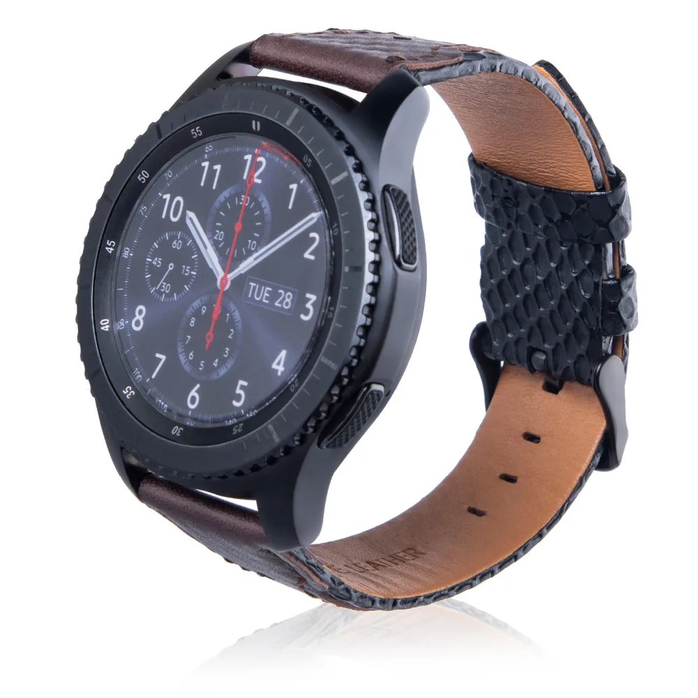 22 мм 20 мм кожаный ремешок для samsung gear sport S2 S3 Classic Frontier galaxy watch 42 мм 46 мм ремешок huami amazfit bip Pebble Time