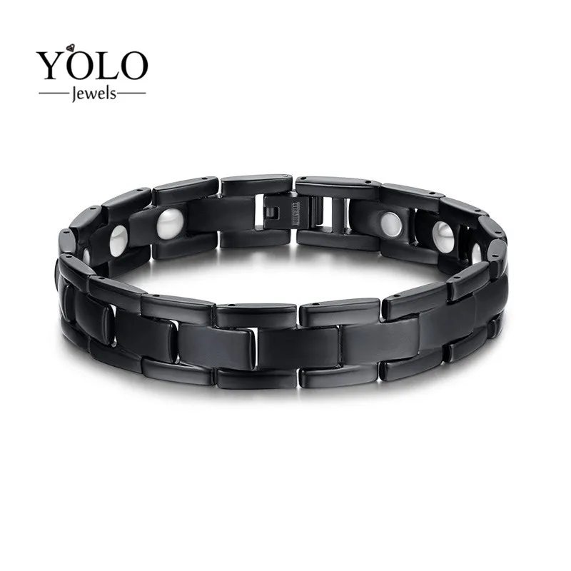 

Adjustable Healthy Energy Bracelet for Men Bangle Stainless Steel 316L Healing Magnetic Jewelry For Men Fashion Hand Chain 2019