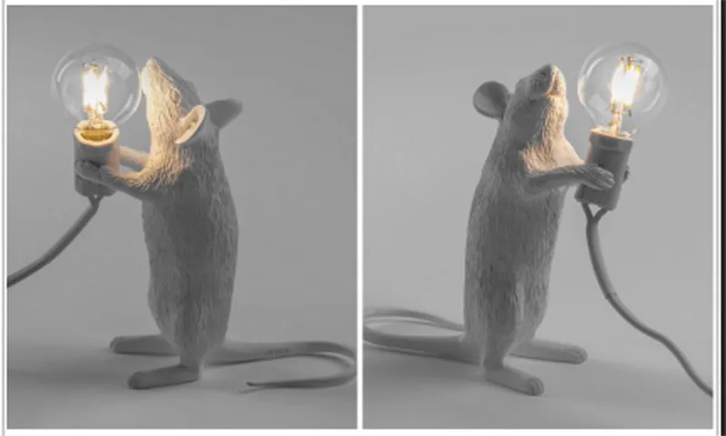 Скандинавский полимерный животный крысиный стол с мышкой лампа маленькая мини мышь милый светодиодный ночник s домашний декор Настольный светильник прикроватный светильник